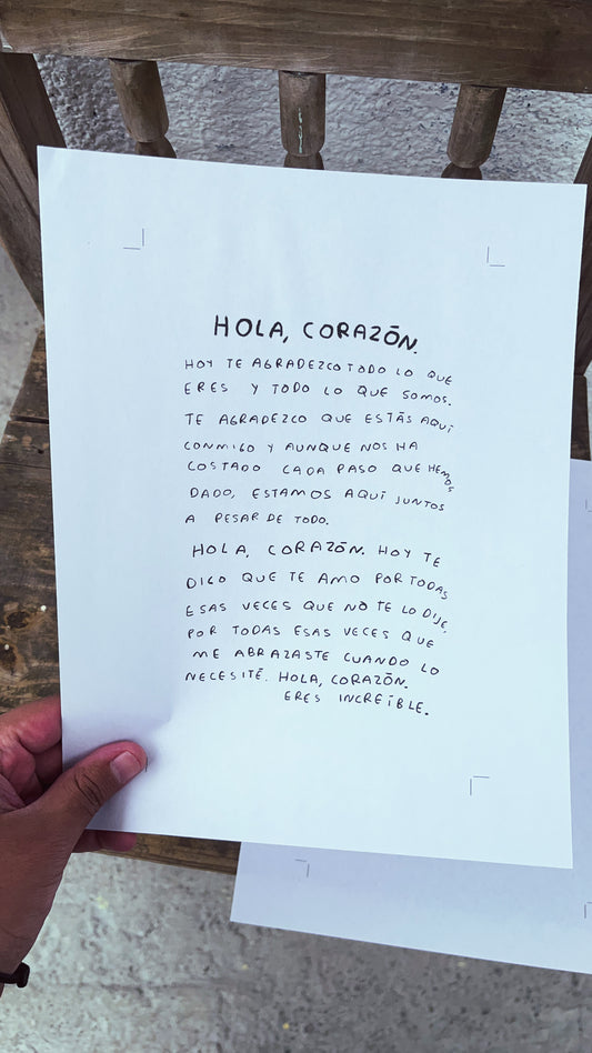 Hola, Corazón (PDF imprimible) | Diario de Sanación, Autoconocimiento y Emociones - Torna Gris - Artista Mexicano