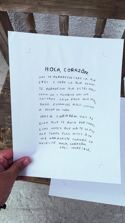Hola, Corazón (PDF imprimible) | Diario de Sanación, Autoconocimiento y Emociones - Torna Gris - Artista Mexicano
