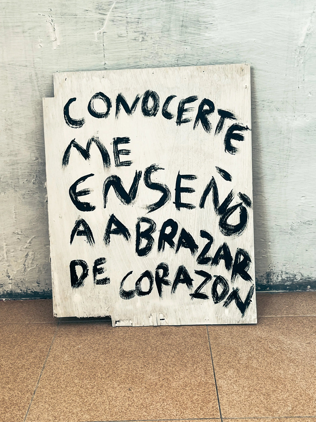 Conocerte me enseño a abrazar el corazon (Pintura original) Torna Gris - Artista Mexicano