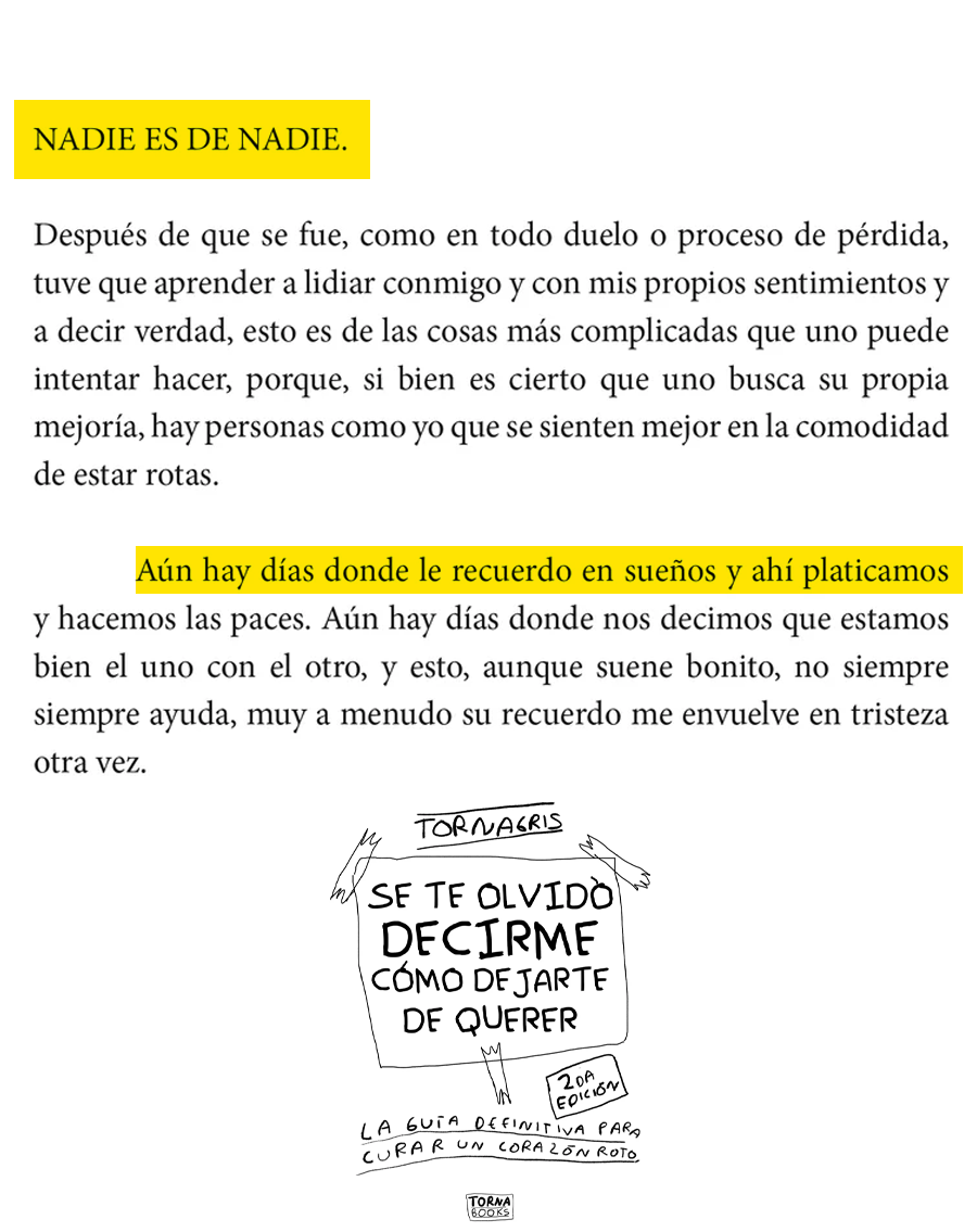 Se Te Olvidó Decirme Cómo Dejarte de Querer - Guia basica para curar un corazon roto por desamor (PDF imprimible) - Torna Gris - Artista Mexicano