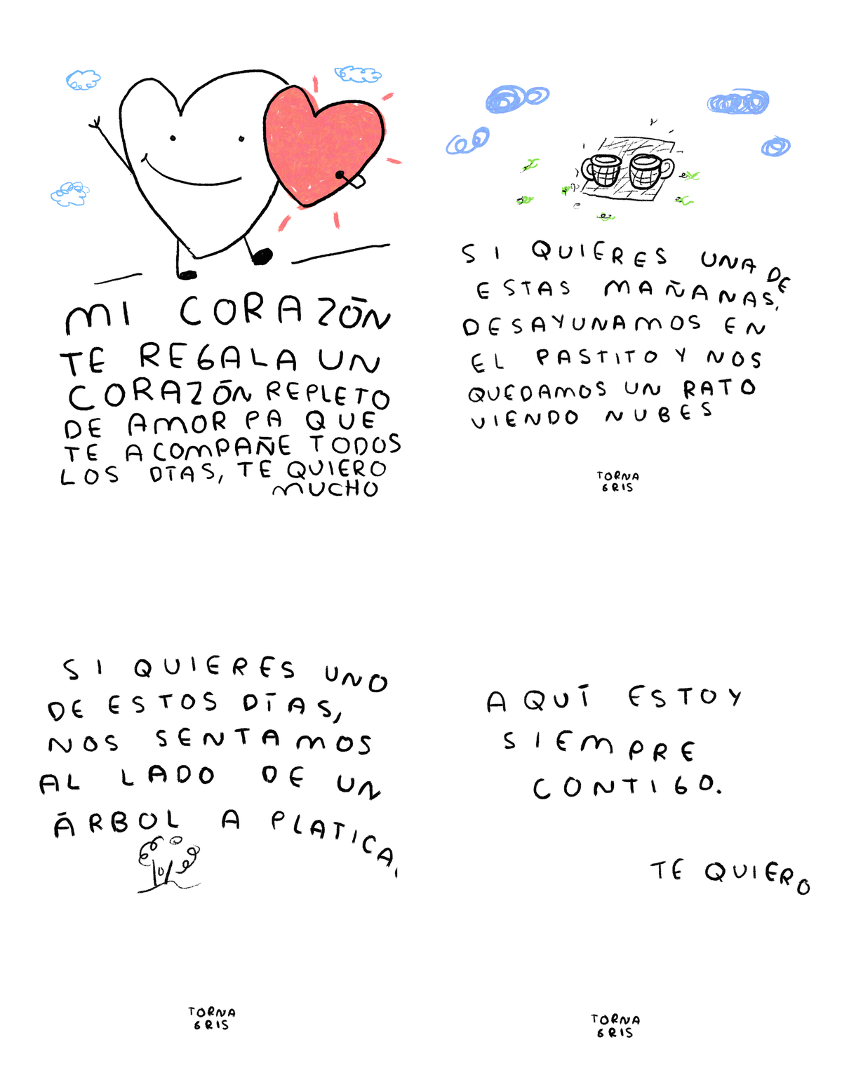 Set de 40 postales para regalar — Imprime en casa · Torna Gris - Torna Gris - Artista Mexicano