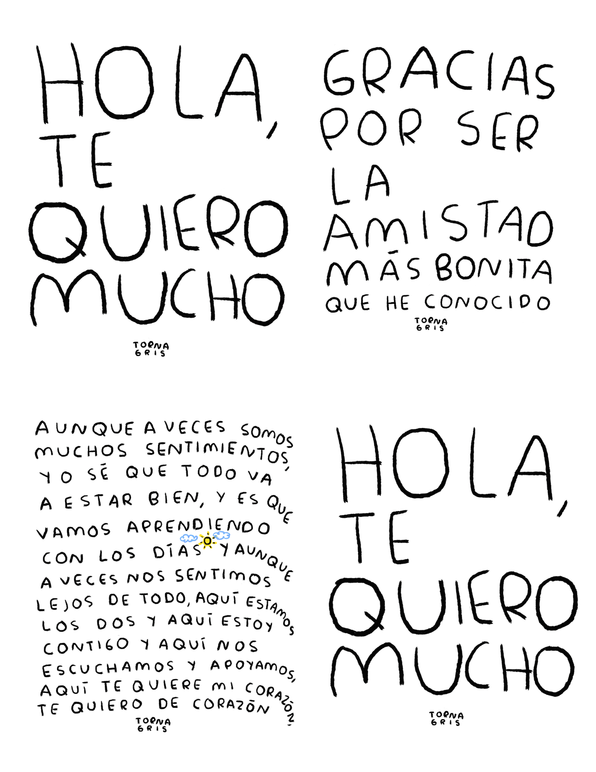 Set de 40 postales para regalar — Imprime en casa · Torna Gris - Torna Gris - Artista Mexicano